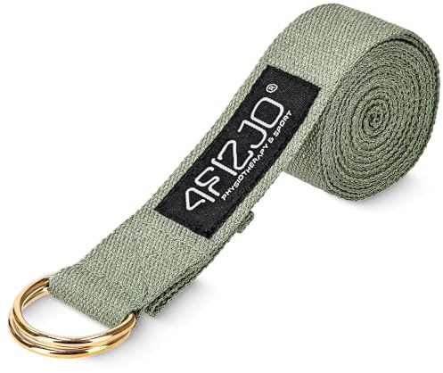 4FIZJO Yogagurt, Yoga-Band zum Dehnen, 100% Baumwolle, Lang mit Verschluss aus Metall, Yoga-Strap für Einsteiger und Fortgeschrittene, Abmessungen 300x4x0,2 cm, Stabilisiert die Haltung
