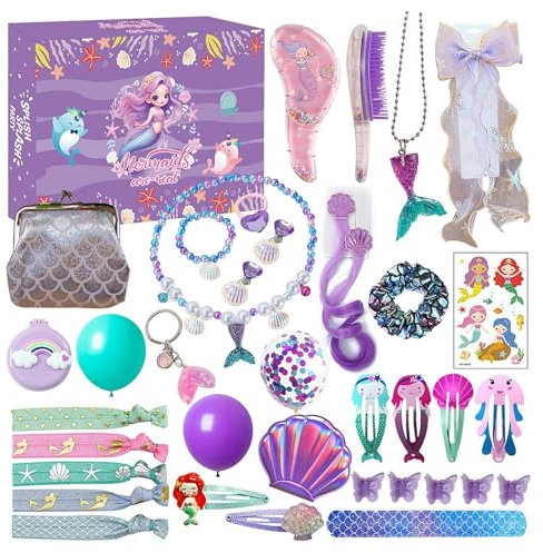 Adventskalender 2024 Kinder | Adventskalender Weihnachten 24 Tage Countdown Adventskalender | Meerjungfrau-Ornamente | Adventskalender Mädchen mit Haarschmuck | Kinder-Adventskalender für Weihnachten
