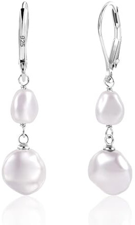 TTPSRY Ohrringe Damen Perlen Hängend Tropfen Elegant Statement Quaste Ohrringe 14K/18K Vergoldet Perlenohrringe Anhänger Hochzeit Schmuck Zubehör Geschenke für Frauen Mädchen (Silber A)