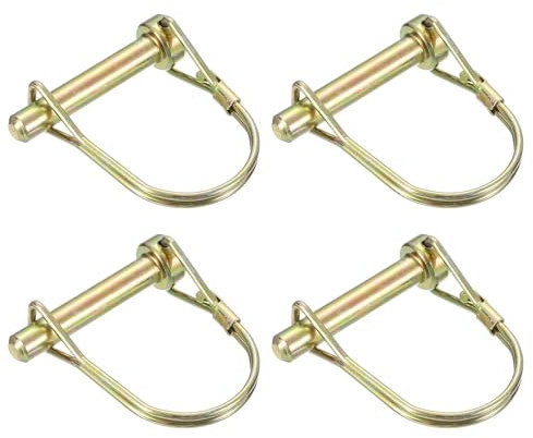 QUARKZMAN 4 Stück Rohrklappsplinte 8x45mm Splinte Rohre 5/16 x 1-3/4 Bolzen mit Ring, Anhängerstifte Runde Bolzen für Boot Kajak Anhänger Traktor Wagen, Golden