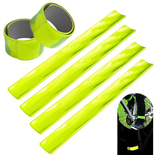 CANCYCC Reflektorband, 6 Stück Hosenklammer Fahrrad, Reflektoren Fahrrad, Hosenband Fahrrad, Hosenschutz Fahrrad, Fahrrad Hosenklammer, Fahrrad Hosenschutz, Schnapparmband, Reflektorbänder Kind