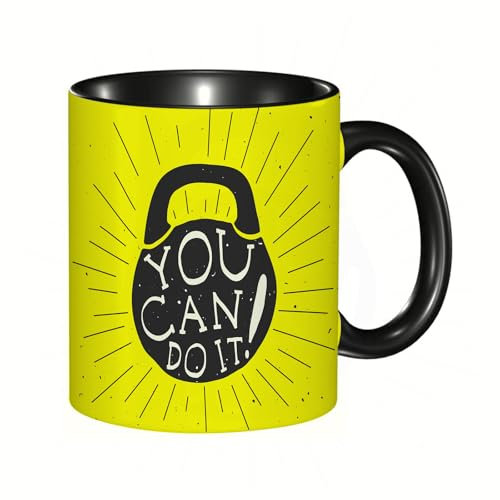 HRRASFAZF Tasse Kaffeetassen,Große 330ml Mit Henkel 100% Handbemalt kaffeebecher porzellan, Fitness, Gewicht Kettlebell Figur,Frauen,Jahrestag,Muttertag