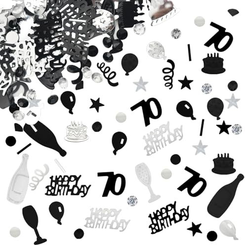 70 Konfetti Deko Geburtstag 70 Geburtstagsdekoration Tischdeko Geburtstag dekoration Confetti 70. Streudeko Schwarz Silber Frauen Männer