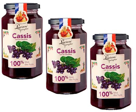 Georgelin | Marmellata Ribes Nero 100% Zuccheri Frutta | Ribes Nero Marmellata Frutta Cotta in Calderone Rame - 3 Vasetti Vetro