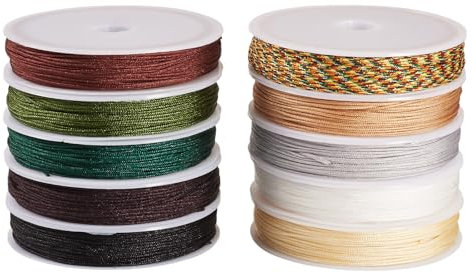 Craftdady 10 rollos de cuerda de nailon de poliéster de 100 m de 0,8 mm, cuerda trenzada hecha a mano para manualidades con cuentas, collares, joyería, color marrón
