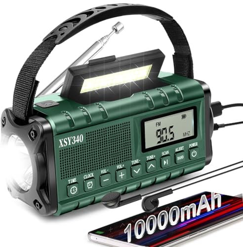 Fiorky 10000Mah Emergency Crank Gark Digital Display Digital Solar AM FM NOAA Meteo Radio 4 Via Powerfight Reading Lamphphone Jack SOS Multifunzionale for la sopravvivenza all'aperto