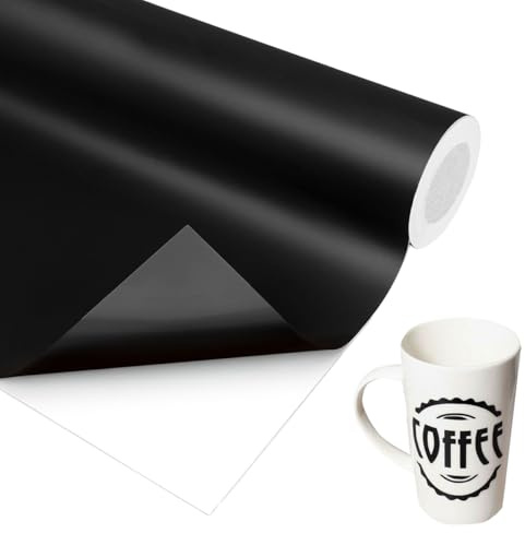 Vinyle Permanent Adhésif Pour Cricut, 30 Cm X 150 Cm Rouleau Vinyle Adhésif, Rouleau De Vinyle Noir, Vinyle Adhesif Noir, Film De Traceur Autocollant En Vinyle Pour T-shirts Tasses Voitures Bannières