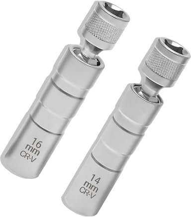 Finkow Zündkerzenschlüssel 2 Stück, 14 mm und 16mm Universal Flexibel Zündkerzenstecker, Magnetisch Zündkerzen, Steckdose Demontagewerkzeug, für die Autoreparatur