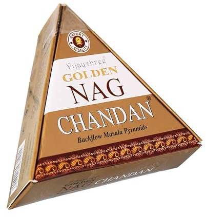 NKlaus Räucherkegel zum Räuchern Golden Nag Chandan Sandelholz, 10 Stück | für Meditation
