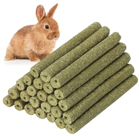 BAOSROY Lapin à Mâcher Jouets,25pcs Bâtonnets Foin Lapin,Jouet Lapins,Jouet Lapins Nain Intérieur,Bâtonnets de Foin Naturel Timothy,pour Rabbit,Chinchillas,Cochon d'Indes,Hamsters