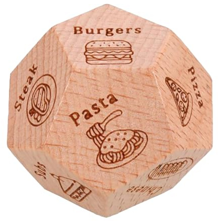 Würfel für Lebensmittel, 5 cm, Holz, Datum, Nacht, lustiges, romantisches Spiel, Abendessen, Aktivität für Paare, kreative Dating-Würfel für Erwachsene, Geschenk, romantische Nacht, Verlobung, Party