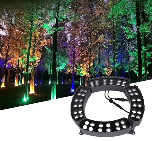 CYHTYM Anneau lumineux Projecteur LED circulaire d'extérieur en forme de palmier, 7 couleurs, changement de couleur automatique en 5 secondes, 220 V CA.(4 SETS)