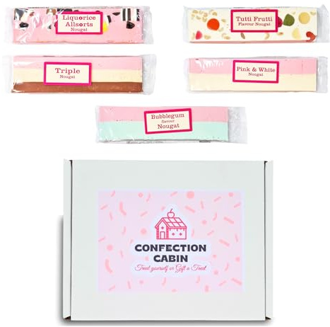 Nougat Gift Box | Selection of 5 Bars | Individually Wrapped Nougat Sweets 130 g Each | Nostalgic Gift for All Ages (5 Bars, 5 Flavours)