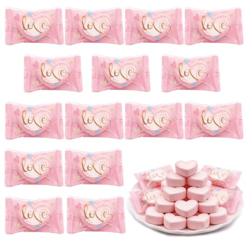 Herz Marshmallows, Herzbonbons, Marshmallow Herzen Weiß Rosa, Herz Süßigkeiten Hochzeit, Das Geschenk für deine Liebsten, für Partys, Hochzeit, Gastgeschenk & Geburtstage