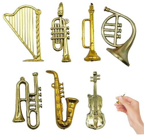 7PCS Miniatur-Musikinstrumente Kunststoff Saxophon Violine Trompete Ornament