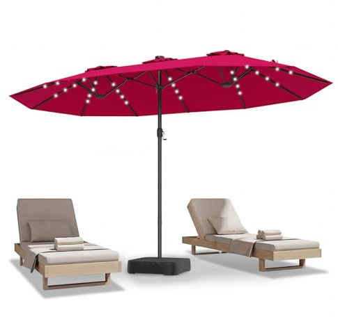 COSTWAY Parasol de Jardin Exterieur Double 4,6 x 2,85 M avec Base Lestée