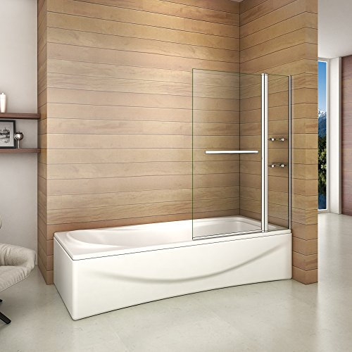 Pare de baignoire 100x140cm pare de douche pivotant Pare baignoire avec les étages en verre securit