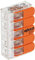 Kopp 33346428 Wago Steckklemme 5-fach mit Hebel für Flexible Drähte Wiederöffenbar 1, 5 - 2, 5 mm² Inhalt 25 Stück, Transparent/Orange