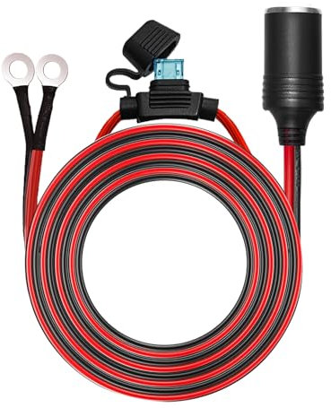 Chanzon UL Draht Buchse Zigarettenanzünder Stecker 6Ft + Ösenklemmenstecker Netzkabel 12V 16AWG Hochleistungskabel Zubehör 15A Sicherung Gleichstrom 12 24 Volt Buchse