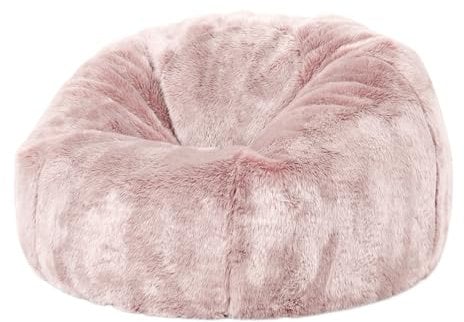 Icon Kingston Sitzsack Kinder, Rosa, Flauschiger Kunstpelzstoff, Sitzsack Flauschig mit Füllung, Bequemer Kinder Sessel, Kuschelsessel, Lese Sessel, Schlafzimmer, Kinderzimmer, Spielzimmer