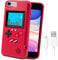 LucBuy Game Console Case Compatible with iPhone 6/6S/7/8/SE2, Retro Protective Cover Self-powered Case with 36 Small Game, Full Color Display, Shockproof Video Game Case - Red
