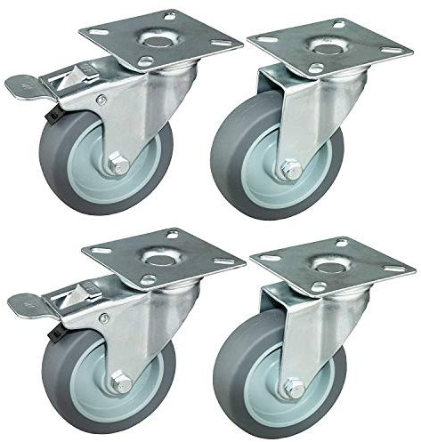 HRB Transportrollen 75mm, Möbelrollen, Gesamttragkraft 240 Kg (4 Lenkrollen, 2 mit Bremse, 2 ohne)