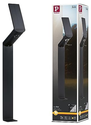 Paulmann 94262 Solar Pollerleuchte Ilias LED Außenleuchte eckig incl. 1x1,2 Watt Anthrazit Kunststoff 3000 K Warmweiß, 1.2 W