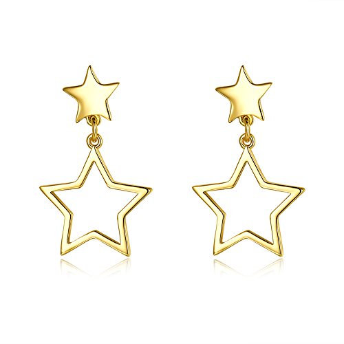 Stern Ohrstecker - 14K Gold Glücks Stern Ohrringe für Damen und Mädchen - Fashion Schmuck