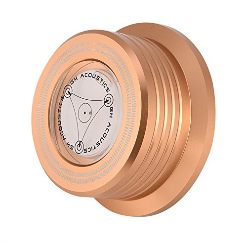 Diyeeni 50Hz LP Vinyl Plattenspieler, Disc Stabilizer Record Weight Turntable, Stabilisator Clamp mit Eingebautem Wasserwaage, Vibration Balanced, Realistic Sound Reproduction(Gold)