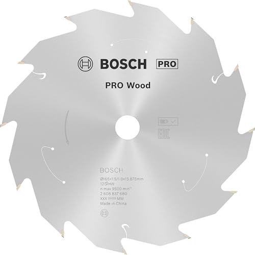 Bosch Accessories Lama Per Sega Circolare Standard For Wood (Legno, 165 x 15,875 x 1.5 mm, 12 Denti, Accessorio Per Sega Circolare A Batteria)