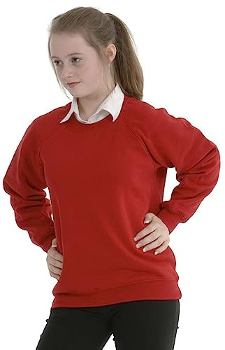 EX M&S Boys Girls Unisex School Crew Neck Round Neck Sweatshirt Uniform Ages 3-13 Years Red