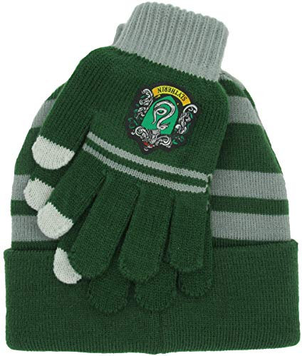 Harry Potter Hut und Handschuhe Erwachsene Größe Haus von Slytherin Original 100% offizielle Schule der Magie Hogwarts
