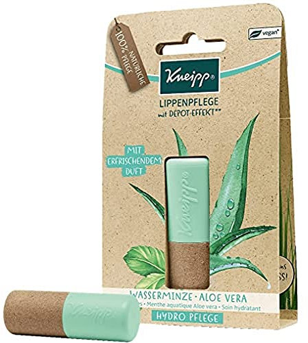 Kneipp, Bálsamo Labial Hydro Care, Protege, Hidrata y Cuida tus Labios, 100% Natural, con Extractos de Menta y Aloe Vera, Aroma Fresco y Acuático