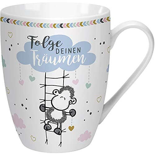 Sheepworld Tasse mit Spruch Folge deinen Träumen | Kaffeetasse, Porzellan, 30 cl | Sheepworld Lieblingstasse, Geschenk, Liebe, Freunde | 59611