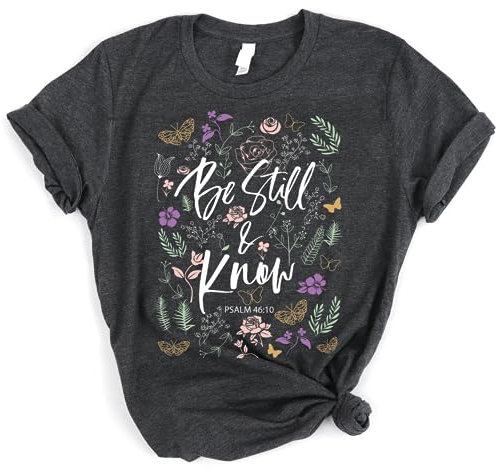 Love in Faith | Be Still | Graphic Christian T-Shirt | Faith-Based Apparel Shirt | Heather Charcoal | Unisex, Anthrazit meliert, 3X-Groß