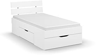 Rauch Möbel Tinda Bett Stauraumbett mit 2 Schubkästen und 1 Nachttisch in Weiß, Liegefläche 90x200 cm, Gesamtmaße BxHxT 142x84x214 cm