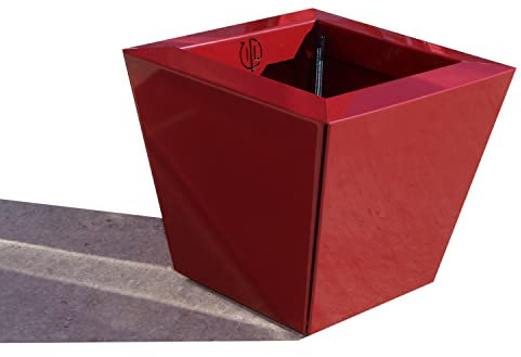 InterLock Pot de Fleurs en Aluminium-Composite, Couleur (Bordeaux Brillant), évasé, Dimensions au Sol 20x20 cm Hauteur 25 cm Fabrication française by