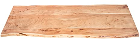 SAM Tischplatte 160x60 cm Louis, Holzplatte Akazienholz massiv + naturfarben + lackiert, Baumkanten-Platte für Heimwerker, Arbeitsplatten, Tische & Fensterbretter