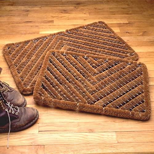 Sbz Heavy Duty Rubber Scraper Boston Door Mat Rectangle Striped Metal Wire Natural Brush Coir Boot Scraper (39x59cm)