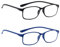 PROFLEX BluOptix (2er-Pack) mit Blaulichtfilter leicht, flexibel, kratzfest, unisex (Damen + Herren), Computerbildschirm-Technologie Lesebrille (schwarz & blau +4.0)