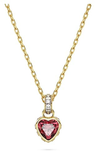 Swarovski Chroma Anhänger, Vergoldete Damenhalskette mit Herz-Motiv und Strahlenden Swarovski Kristallen