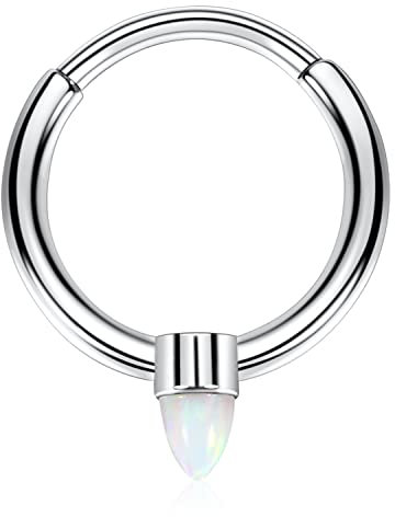16G Opal Spike Septum Ringe Silber Daith Conch Smiley Orbital Piercing Schmuck Septum Daith Schmuck Nasenringe 8mm Septum Clicker Nasenringe Hoops Daith Knorpel Conch Ohrringe Septum Piercing Hoop