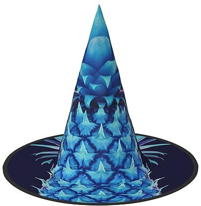 RLDOBOFE Blue pineapple print Halloween Witch Hat Cosplay Caps Halloween Decoration Costume Accessories For Halloween Party 1