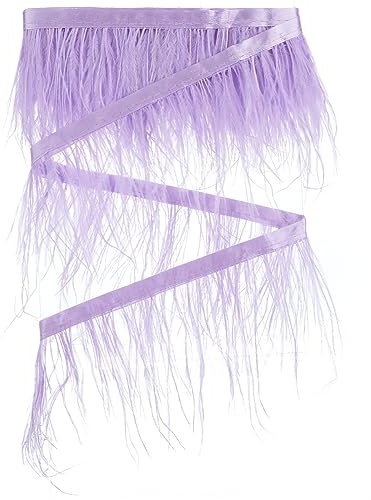 GORGECRAFT 2 m Straußenfederbesatz Fransen Basteln 8~10 cm Federn Mit Satinband Band Ornament Zubehör Für DIY Kleid Nähen Kleidung Zubehör Kostüme Dekoration Violett