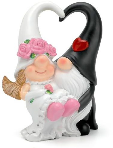 Anniversary Wedding Gifts for Couple - Romantic Wedding Gnomes Decorations, Gifts for Wife Mothers Day Husband Birthday (White)