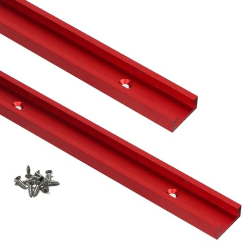 KETIPED 2 Stück Aluminium 400 mm Doppelschnittprofil Universal-Track mit vorgebohrten Befestigungslöchern und Holzschrauben, Typ 30 T-Schiene für Holzbearbeitungsvorrichtungen und Vorrichtungen,