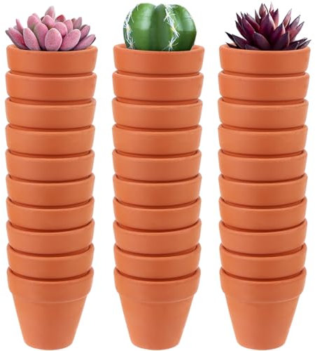 30pcs Mini Terracotta Pot Planter - 2.17 Inch Mini Clay Planter with Drainage Holes - Succulent Seeds Nursery Containers for Kids Adult Home Garden Office Desk