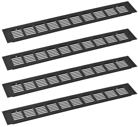 sourcing map 4 rejillas de ventilación rectangulares de aleación de aluminio, cubierta de ventilación para armario, zapatero, armario, 400 x 60 mm