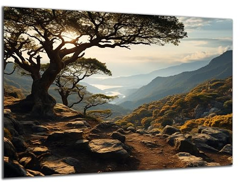 DARO Design - Wand-Bild 6mm HDF 84x56 cm Ausvlick Panorama ins Tal - Wand-Deko Bilder Wohnzimmer