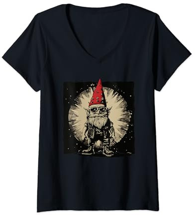 Femme Nain de jardin Heavy Metal T-Shirt avec Col en V